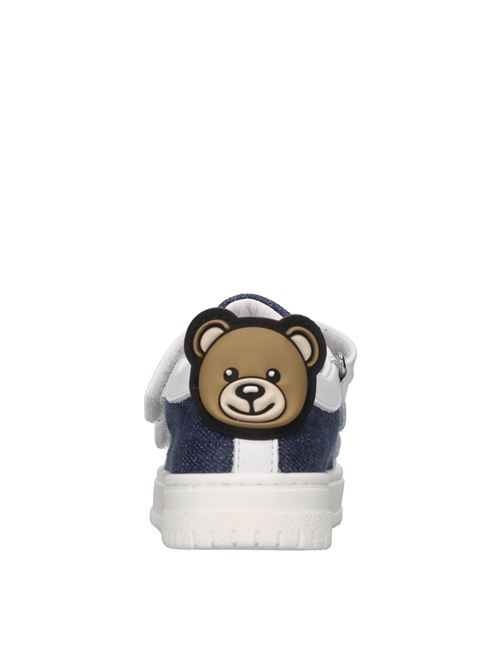 Sneakers in pelle ecopelle e tessuto MOSCHINO | 80481 GINEVRA/DODO 5JEANS-BIANCO